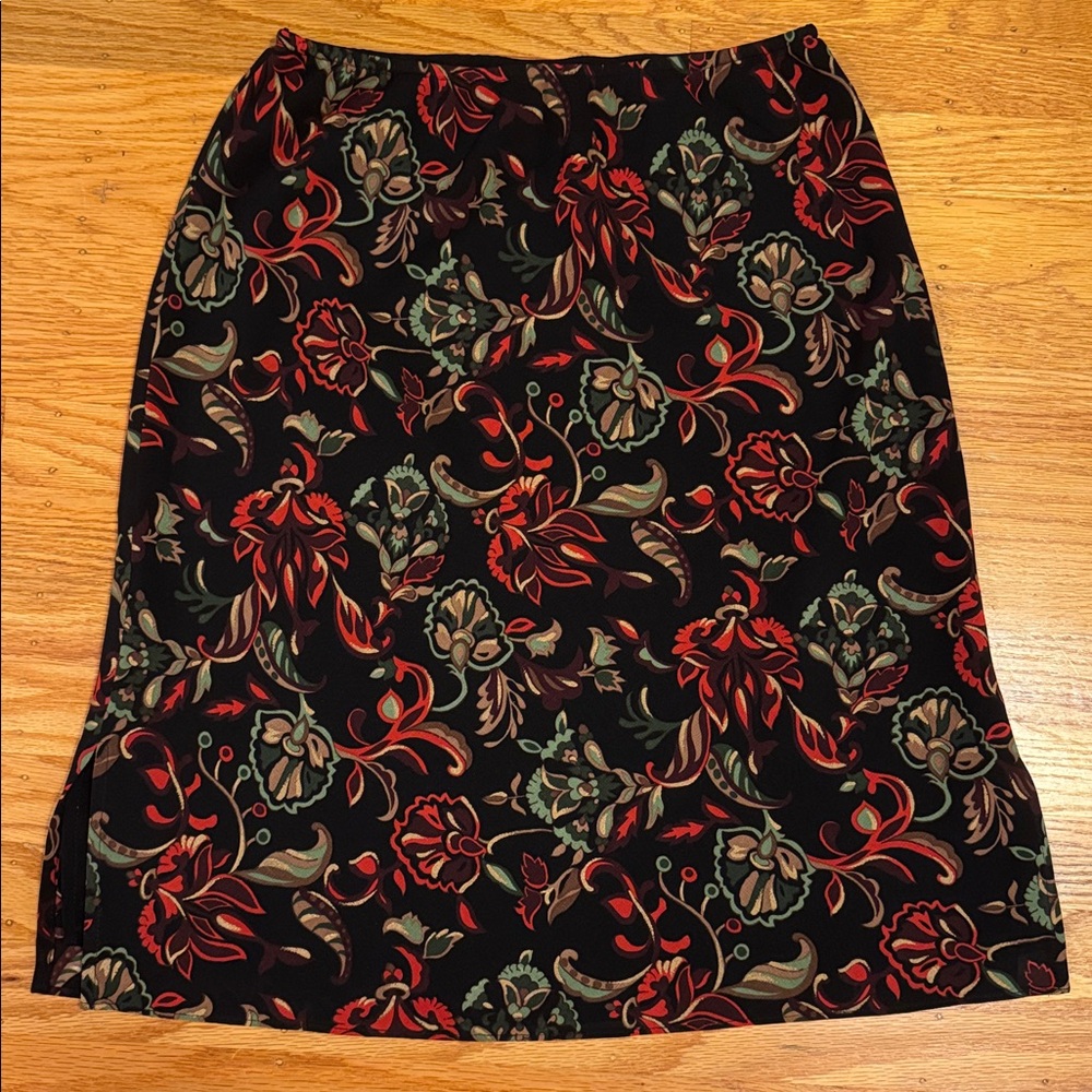 New York & Company Chintz Skirt Red and Green